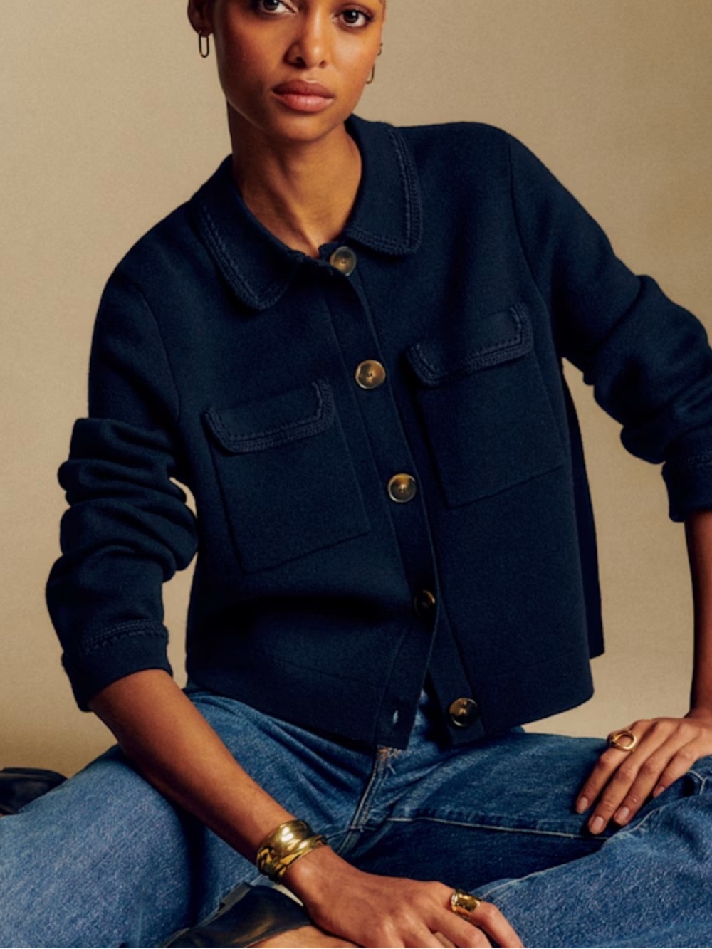 Sezane BETTY CARDIGAN S Navy